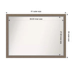 41" x 30" Non-Beveled Bathroom Wall Mirror Brown Rectangle Polystyrene Frame Wall Mounted
