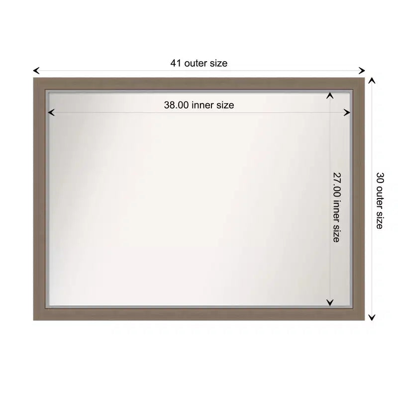 41" x 30" Non-Beveled Bathroom Wall Mirror Brown Rectangle Polystyrene Frame Wall Mounted