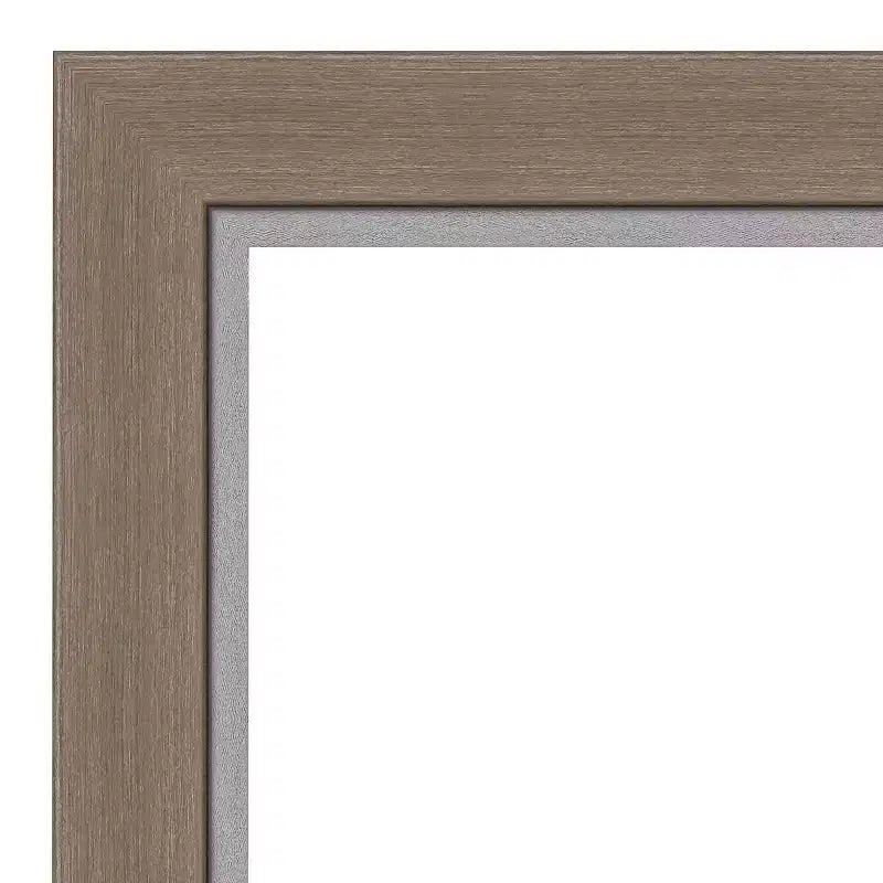 41" x 30" Non-Beveled Bathroom Wall Mirror Brown Rectangle Polystyrene Frame Wall Mounted