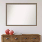 41" x 30" Non-Beveled Bathroom Wall Mirror Brown Rectangle Polystyrene Frame Wall Mounted
