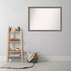 41" x 30" Non-Beveled Bathroom Wall Mirror Brown Rectangle Polystyrene Frame Wall Mounted