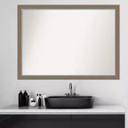 41" x 30" Non-Beveled Bathroom Wall Mirror Brown Rectangle Polystyrene Frame Wall Mounted
