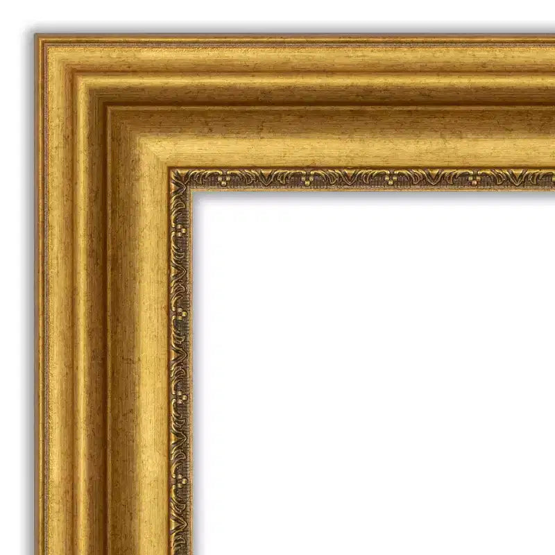 34" x 28" Non-Beveled Bathroom Wall Mirror Gold