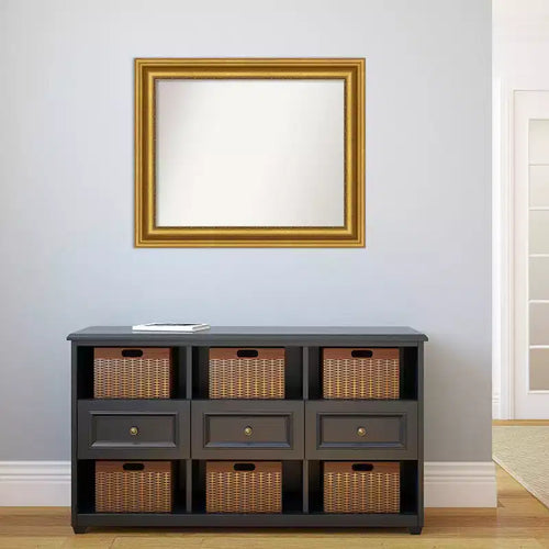 34" x 28" Non-Beveled Bathroom Wall Mirror Gold