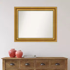34" x 28" Non-Beveled Bathroom Wall Mirror Gold