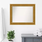 34" x 28" Non-Beveled Bathroom Wall Mirror Gold