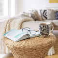 Hourglass Accent Table - Natural, Water Hyacinth Side Table, Woven Boho Wicker End Table for Living Room, Bedroom, Entryway