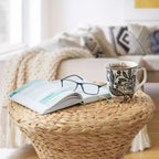 Hourglass Accent Table - Natural, Water Hyacinth Side Table, Woven Boho Wicker End Table for Living Room, Bedroom, Entryway