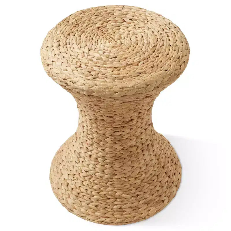 Hourglass Accent Table - Natural, Water Hyacinth Side Table, Woven Boho Wicker End Table for Living Room, Bedroom, Entryway