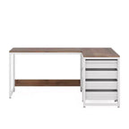 Reversible L-Shaped Desk with 2-Tier Shelf & 4 Drawers