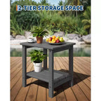 HDPE Side Table with 4-Piece Desktop and 3-Piece Bottom Storage Rack