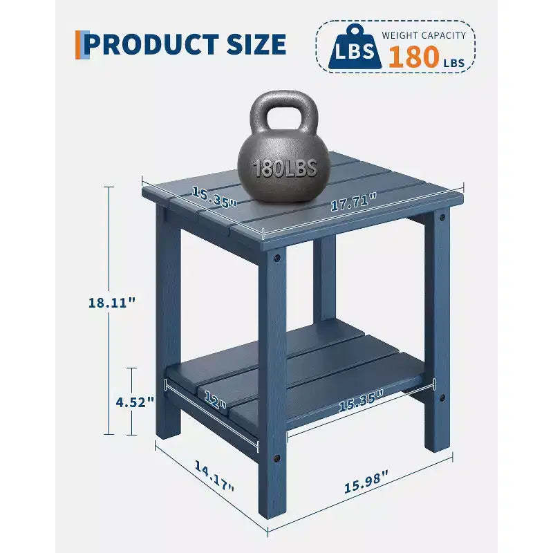 HDPE Side Table with 4-Piece Desktop and 3-Piece Bottom Storage Rack