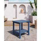 HDPE Side Table with 4-Piece Desktop and 3-Piece Bottom Storage Rack