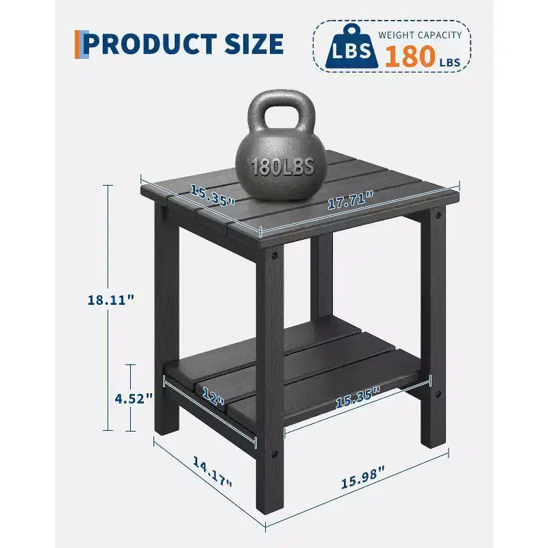 HDPE Side Table with 4-Piece Desktop and 3-Piece Bottom Storage Rack