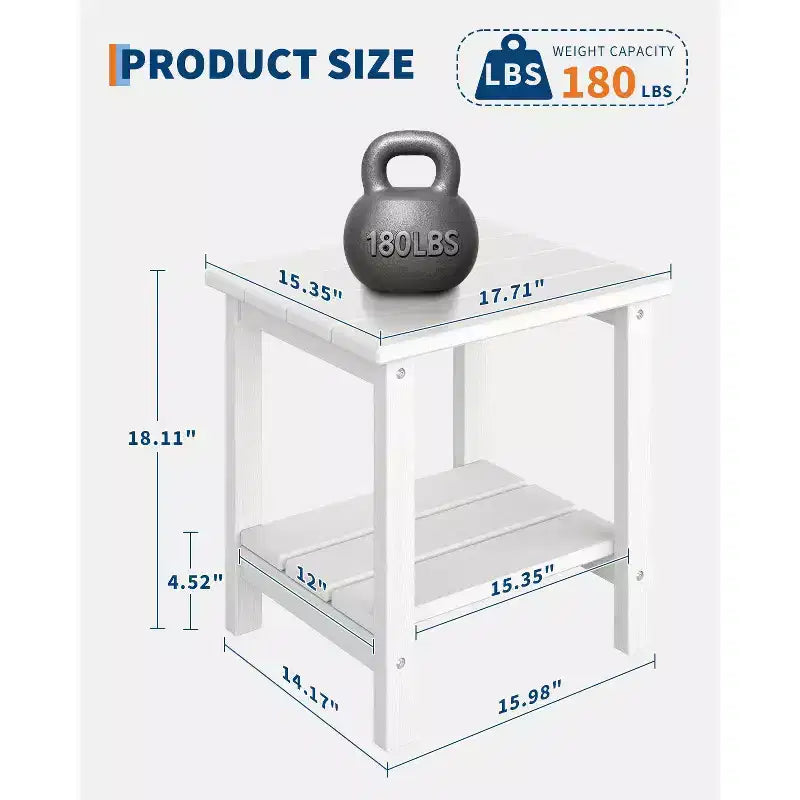 HDPE Side Table with 4-Piece Desktop and 3-Piece Bottom Storage Rack