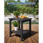 HDPE Side Table with 4-Piece Desktop and 3-Piece Bottom Storage Rack