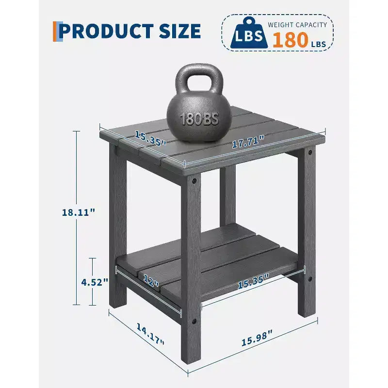 HDPE Side Table with 4-Piece Desktop and 3-Piece Bottom Storage Rack
