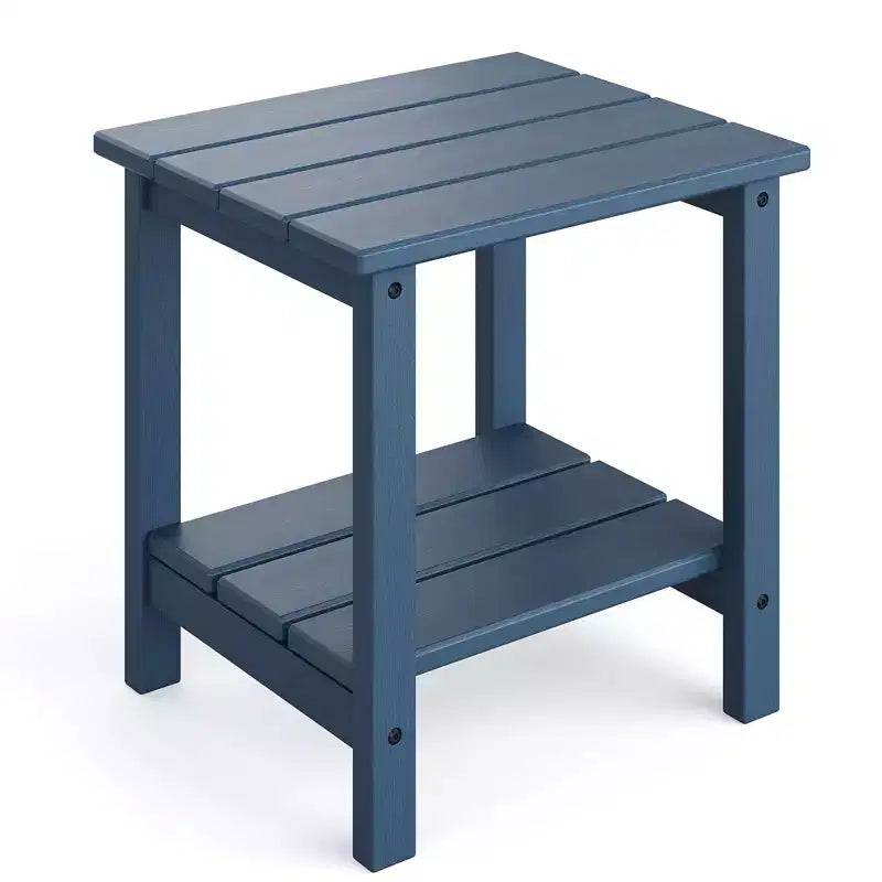 HDPE Side Table with 4-Piece Desktop and 3-Piece Bottom Storage Rack