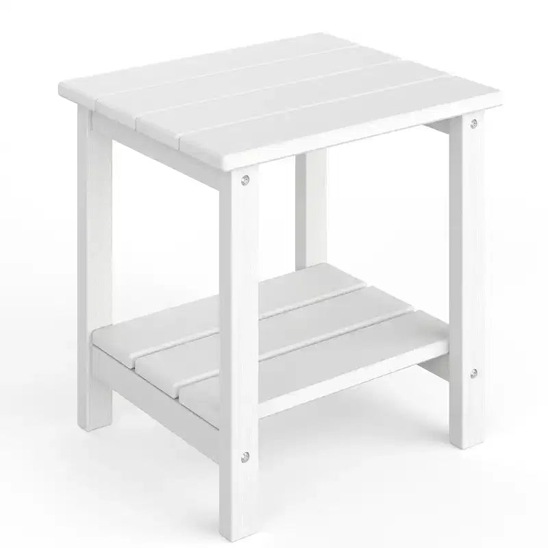 HDPE Side Table with 4-Piece Desktop and 3-Piece Bottom Storage Rack