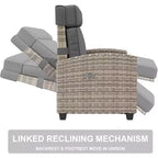 Outdoor Recliner Chair, Rattan Patio Recliner with Air Pump, Adjustable Backrest & Footrest, 150 Lay Flat, Wicker Lounge Recliner Patio Chair , Grey