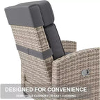 Outdoor Recliner Chair, Rattan Patio Recliner with Air Pump, Adjustable Backrest & Footrest, 150 Lay Flat, Wicker Lounge Recliner Patio Chair , Grey
