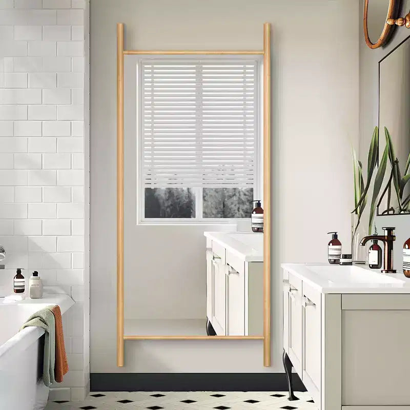 31 in. W x 71 in. H Ladder-Style Solid Wood Framed Mirror in Brown