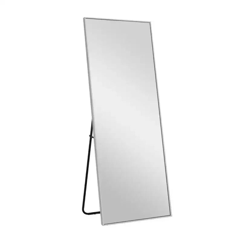 21 in. W x 64 in. H Rectangular Metal Framed Full Length Wall Mirror Free Standing Mirror in Silver
