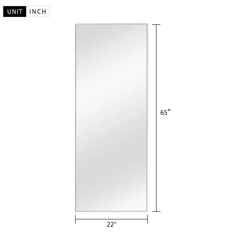 21 in. W x 64 in. H Rectangular Metal Framed Full Length Wall Mirror Free Standing Mirror in Silver