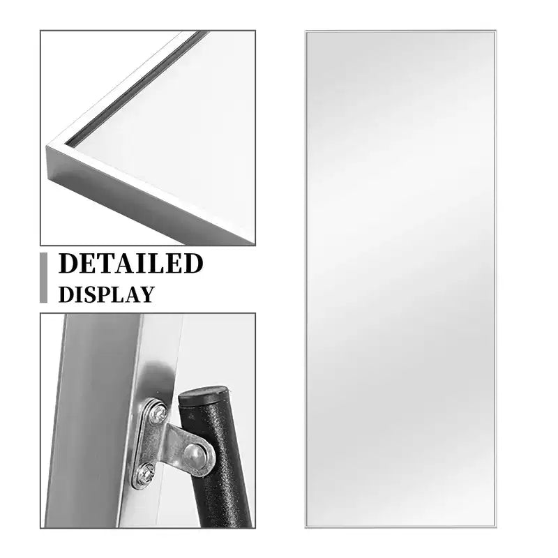 21 in. W x 64 in. H Rectangular Metal Framed Full Length Wall Mirror Free Standing Mirror in Silver