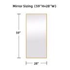 59x28 Aluminum Fine Edge Right Angle Rectangle Full Length Mirror-With Stand