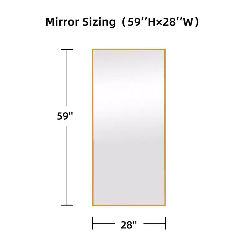 59x28 Aluminum Fine Edge Right Angle Rectangle Full Length Mirror-With Stand
