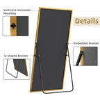 59x28 Aluminum Fine Edge Right Angle Rectangle Full Length Mirror-With Stand
