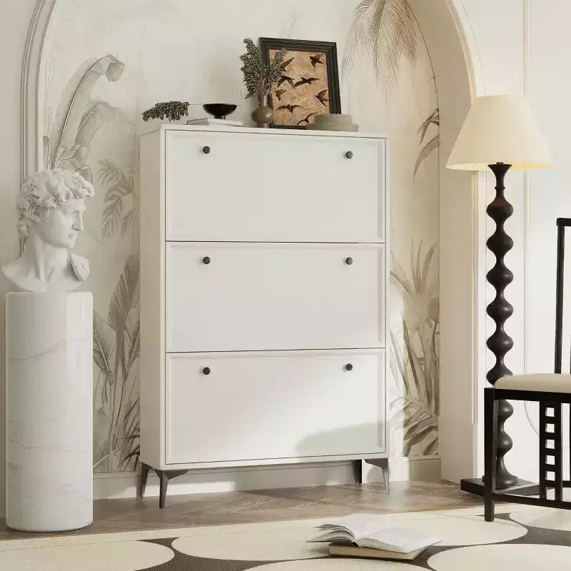 Shoe Racks with 3 Flip Drawers Entrance Shoe Cabinet Hidden Shoe Cabinet with Independent Legs