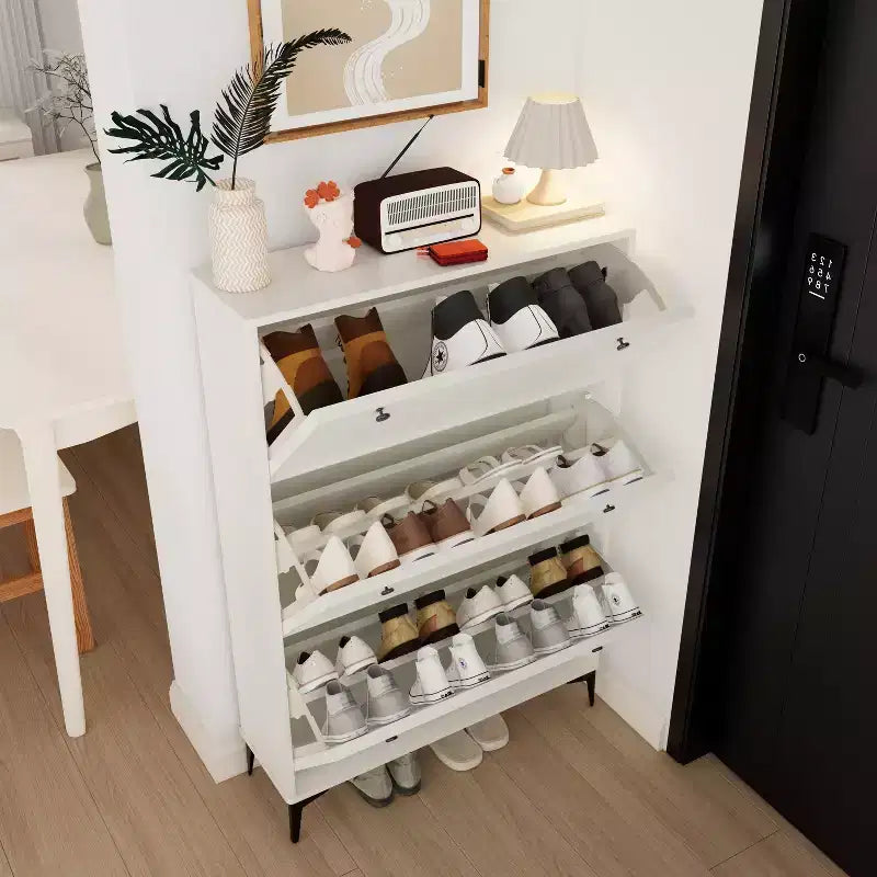 Shoe Racks with 3 Flip Drawers Entrance Shoe Cabinet Hidden Shoe Cabinet with Independent Legs