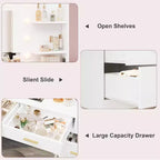61 Make up Vanity Desk with Mirror and Lights, Vanity with 8 Wide Storage Drawers & 3 Lighting Modes with Adjustable Brightness for Bedroom