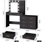 61 Make up Vanity Desk with Mirror and Lights, Vanity with 8 Wide Storage Drawers & 3 Lighting Modes with Adjustable Brightness for Bedroom