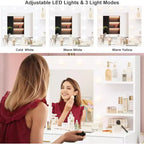 61 Make up Vanity Desk with Mirror and Lights, Vanity with 8 Wide Storage Drawers & 3 Lighting Modes with Adjustable Brightness for Bedroom