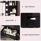 61 Make up Vanity Desk with Mirror and Lights, Vanity with 8 Wide Storage Drawers & 3 Lighting Modes with Adjustable Brightness for Bedroom