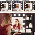 61 Make up Vanity Desk with Mirror and Lights, Vanity with 8 Wide Storage Drawers & 3 Lighting Modes with Adjustable Brightness for Bedroom