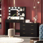 61 Make up Vanity Desk with Mirror and Lights, Vanity with 8 Wide Storage Drawers & 3 Lighting Modes with Adjustable Brightness for Bedroom