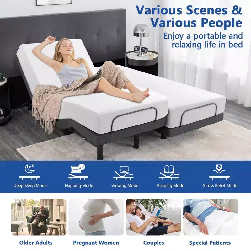 Updated Adjustable Bed Base with Thickened Form Frame