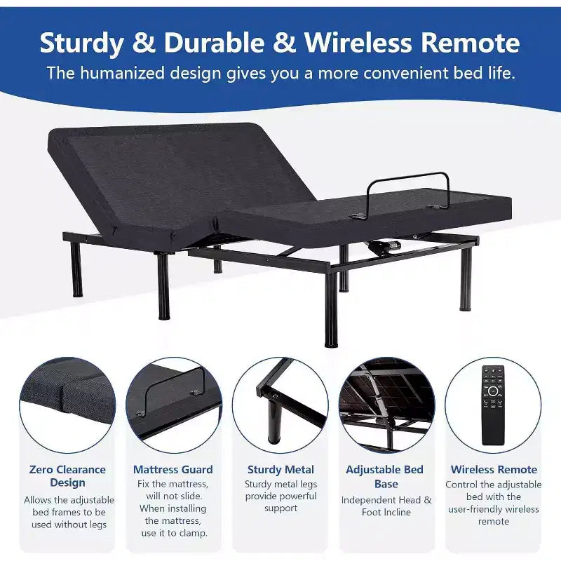 Updated Adjustable Bed Base with Thickened Form Frame