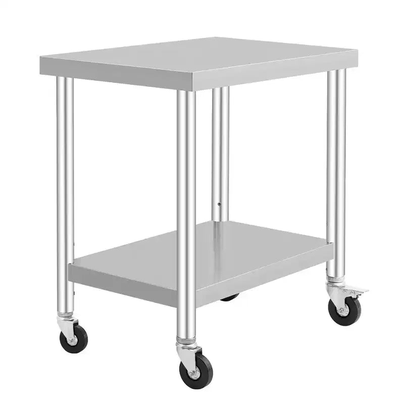 Stainless Steel Work Table w/Casters - Commercial Prep Table w/Adjustable Shelf, 300lb Capacity