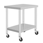 Stainless Steel Work Table w/Casters - Commercial Prep Table w/Adjustable Shelf, 300lb Capacity