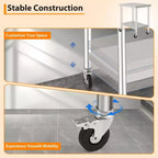 Stainless Steel Work Table w/Casters - Commercial Prep Table w/Adjustable Shelf, 300lb Capacity