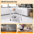 Stainless Steel Work Table w/Casters - Commercial Prep Table w/Adjustable Shelf, 300lb Capacity