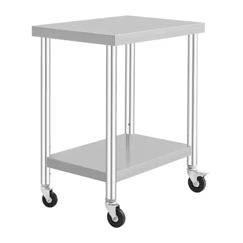 Stainless Steel Work Table w/Casters - Commercial Prep Table w/Adjustable Shelf, 300lb Capacity
