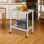 Stainless Steel Work Table w/Casters - Commercial Prep Table w/Adjustable Shelf, 300lb Capacity
