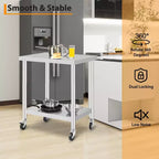 Stainless Steel Work Table w/Casters - Commercial Prep Table w/Adjustable Shelf, 300lb Capacity