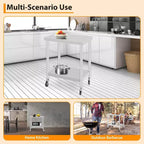 Stainless Steel Work Table w/Casters - Commercial Prep Table w/Adjustable Shelf, 300lb Capacity